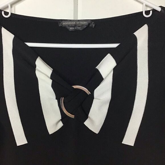 Adrienne Vittadini Black White Stripe Top - S - Picture 3 of 6